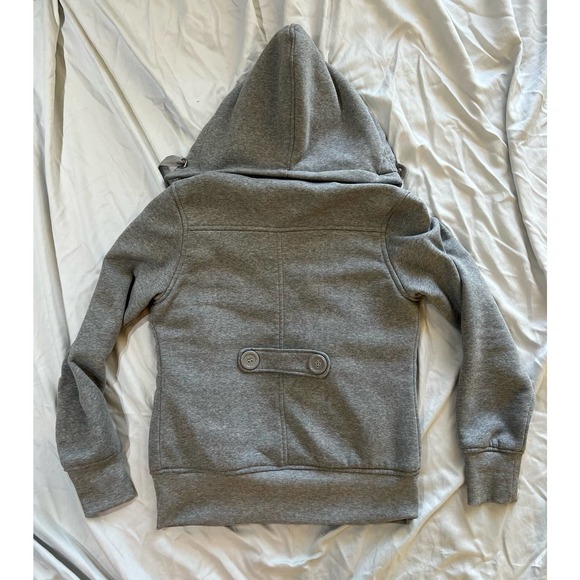 Vintage Young USA Button Up Gray Sweatshirt Coat Detachable Hood size Large - Picture 7 of 15